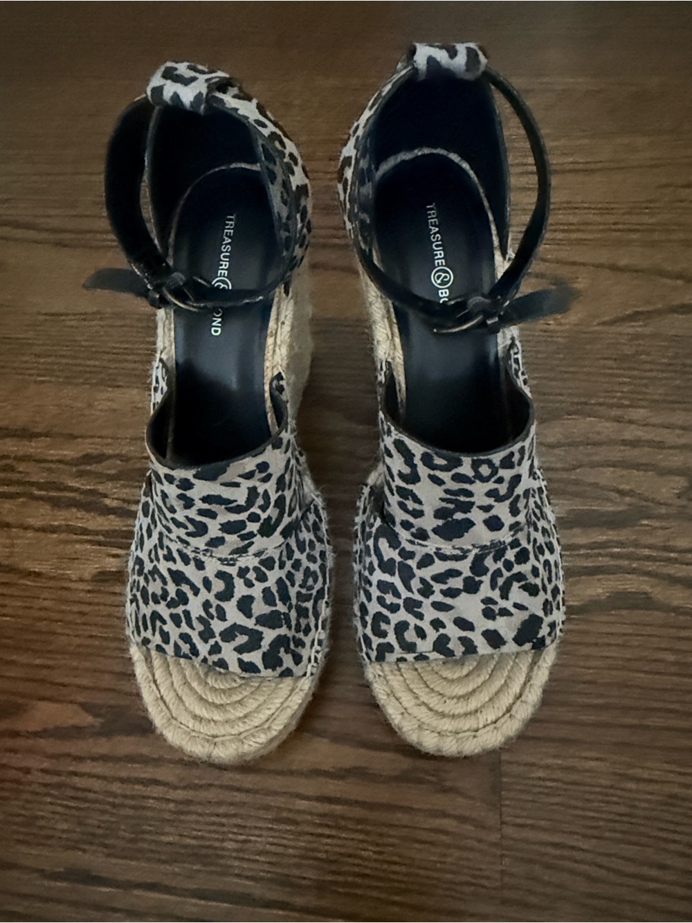 Treasure & Bond Leopard Espadrille Wedge Sandals - Tan/Black